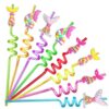 24 Rainbow Mermaid Party Favors Mermaid Tail Drinking Straws for Mermaid Birthday Party Supplies with 2 PCS Straws Cleaning Brush