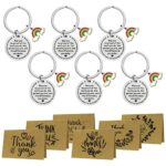 Thank You Card with Keyring, Leaving Presents for Colleagues Thank You Teacher Gift, Thank You Card with Envelopes Stainless Rainbow Keychain for