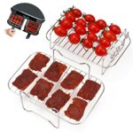 Air Fryer Rack Compatible for Ninja Dual Zone Air Fryer AF400UK/AF300UK | Layered Dehydrator Racks and Skewer Rack 304 Stainless Steel Dual Air F