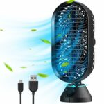 Tower Fan Desk Fan, Portable USB Fan with Stepless Speed 110° Oscillation Strong Airflow Quiet Operation, Personal Cooling Table Tower Fan for Of