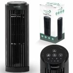 TANNESS 13" Tower Fan, Cooling Fan with 3 Speed | 70° Oscillating Fan, Desk Fan with 7.5H Timer | Portable Fan, Mini Fan | Standing Fan, Table Fa