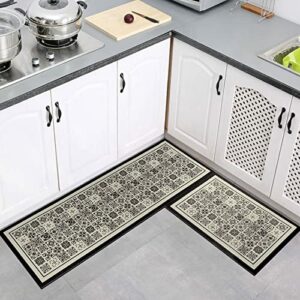 comfoyar 2 Piece Kitchen Mat Set, Non-Slip Anti-Fatigue Standing Kitchen Rug, Washable Waterproof Standing Mats, Area Rugs for Kitchen, Dining Fl