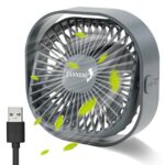 TANNESS Desk Fan, USB Desk Fan, Desk Fans, Electric Fan, USB Fan with 360° Rotation | Small Fan, Portable Quiet Fan, 3 Speed Fans & Strong Airflo
