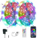 Lxyoug LED Strip Lights 10M, LED Light Strip with Remote & APP Control, Flexible RGB Color Changing LED Lights for Bedroom, Home, TV, Party, Mult