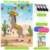 PLULON Pin the Tail on the Donkey Birthday Games for Kids Mexican Donkey Game Poster with 24Pcs Tail Stickers Donkey Party Favors Carnival Birthd
