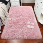 Aufell Faux Fur Rug, Fluffy Shaggy Area Rug Ultra Soft Fur Rug Fuzzy Rug Machine Washable Shag Rug, Nursery Decor Throw Rugs for Bedroom, Kids Ro