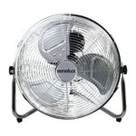 Senelux Floor Fan - Chrome Gym Fan - Electric Portable Cooling Fan for Home/Gym/Office Use - 3 Speed Settings with Tilting Feature - High Velocit