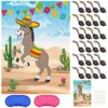 PLULON Pin the Tail on the Donkey Birthday Games for Kids Mexican Donkey Game Poster with 24Pcs Tail Stickers Donkey Party Favors Carnival Birthd