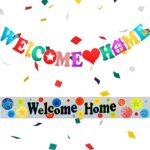2 Pieces Welcome Home Banner Welcome Home Glitter Banner Colorful Welcome Home Foil Holographic Bunting Banner Sweet Housewarming Home Sign Decor