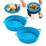 2pcs Air Fryer Silicone Pot,7.5inch Round Silicone Air Fryer Liner,Foldable Air Fryer Silicone Liner for Air Fryer, Oven, Microwave