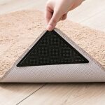 JLKCTHH 8 PCS Non Slip Reusable Rug Grippers, Rug Underlay for Wooden & Laminate Floors, Washable Carpet Grippers for Rugs on Top of Carpet
