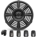 Air Fryer Grill Pan for Ninja Air Fryers, 8.2 IN Premium Round Air Fryer Accessories Tray Grill Plate Crisper Plate Replacement Parts with Rubber