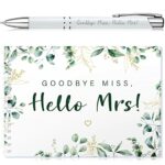Tenare Goodbye Miss Hello Mrs Hen Party Guest Book and Keepsake Pen Hen Party Gift Accessories Kiss the Miss Goodbye Greenery Hen Night Gifts Bri