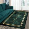 Jiyuhang Rugs Living Room 120x160, Dark Green Washable Rug Soft and Comfortable, Non-Slip and Easy to Clean Area Rugs Simple Geometric Design Rug