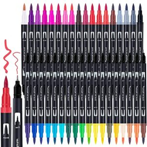 Colouring Pens Dual Tip Brush Pens, 36 Art Supplies Fineliner Pens Art Markers for Kids Adult, Watercolour Felt Tip Pens for Drawing Sketching Ca