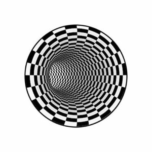 DASNTERED 3D Illusion Rug, Round Black White Area Rug, 3D Bottomless Hole Optical Illusion Area Round Carpets, Polyester Floor Mat Rug for Living