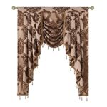 NAPEARL Valance Curtains for Kitchen Windows, Brown Waterfall Swag Valance for Living Room, Jacquard Window Treatments Curtains Valance (41-Inch