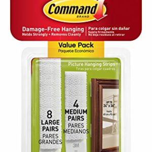 Command 17209 Picture Mounting Multi-Pack 4 x 2 M and 8 x 2 Strips Size L, Groß/Mittelgroß