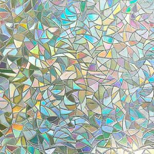 LEMON CLOUD Stained Glass Window Film Decorative Window Privacy Film Non Adhesive Frosted Half Moon Window Stickers 44.5x200cm