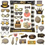 AIBAOABOA 40th Birthday Inflatable Selfie Frame and Photo Booth Props, Black and Gold Birthday Party Decorations for Women Men, Blow Up Party Pro