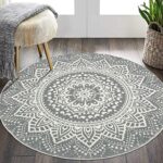 Pauwer Round Area Rug 120 cm Shaggy Ultra Soft Touch Carpet Rug Washable Non Slip Home Decor Rug Fluffy Living Room Rug Bedside Floor Rug for Bed