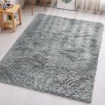 Aspire Homeware Rugs Living Room - Grey Area Rugs for Bedroom Anti Slip - Modern Super Soft Fluffy Shaggy Runner Rug Thick Pile Non Shedding, 60c