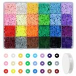 TOAOB 4800pcs 24 Colors Flat Round Polymer Clay Beads Spacer Beads Clay Beads Kit 6mm for Jewelry Making