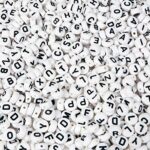 TOAOB 1000pcs Letter Beads White Acrylic Alphabet Beads ABC Beads with Black Word A to Z Round 7mm for Jewellery Making
