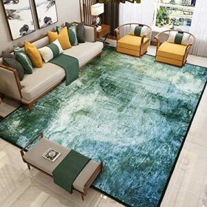 Large Area Rugs, 120X160CM, Living Room Rug, Modern Indoor Rug, Non-slip Kids Bedroom Rug, Soft Durable Thick Carpet, blue green minimalist abstr