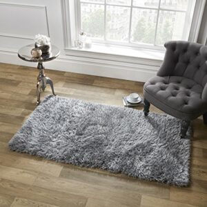 Sienna Large Soft Shaggy Floor Rug Mat Runner Carpet 5 cm Non-Shed Pile - Silver Grey, 80 x 150 cm (2 ft 6-Inch x 4 ft 9-Inch) RUGSI150