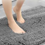 Bathroom Rug, 15.7" x 23.6" Bath Mat Non-Slip Chenille Soft Microfibers , Water, Absorbent Shower Mat Machine Washable (Dark Grey)