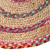 Fiesta Eco Friendly Extra Large Round Braided Thick Stripe Rug Flat Weave with Natural Jute and Multi Colour Recycled Material 180 cm Diameter
