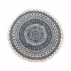 IHONYI Round Cotton Area Rugs 90cm Washable Machine Hand Woven Tassels Circle Rug Carpet Chic Bohemian Pattern Floor Mats Boho rug for Bedroom Li