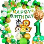 Jungle 1st Birthday Decorations Boys,AcnA Animal Safari Party Decorations with Jungle Safari Balloons,Animal balloons,40'' 1st Foil Balloon for W