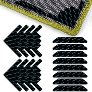 Lusee Rug Gripper, Pack of 16 Anti Slip Rug Underlay Anti Slip Tape, Anti Curling Reusable Washable Carpet Stickers Non Slip Rug Grip Help to Kee