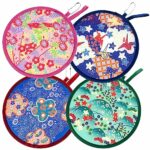 OBOVO Foldable Fan 4pcs Folding Round Hand Fans, Summer Handheld Round Folding Fan Chinese Style Round Folding Fan Beautiful Pattern Festival Dec