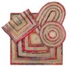 Fiesta Eco Friendly Extra Large Round Braided Thick Stripe Rug Flat Weave with Natural Jute and Multi Colour Recycled Material 180 cm Diameter
