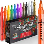 ARTISTRO Acrylic Paint Pens for Rock Painting, Stone, Ceramic, Glass, Wood, Fabric, Canvas, Porcelain. Set of 12 Acrylic Paint Markers Medium Tip