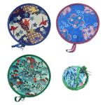 4 PCS Round Folding Handheld Fan Portable Japanese Style Summer Foldable Fan for Festival Party Wedding Gifts Home Decor Home Office (Random Colo