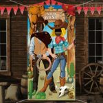 Cowboy Party Decorations Western Party Decorations West Cowboy Photo Booth Props, Large Fabric West Cowboy Photo Door Banner Background, Funny We