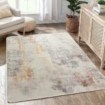 Calore Area Rugs Modern Rugs Living Room, Non-Slip Soft Short Pile Bedroom Rugs, Abstract Grey Chic Carpet for Bedroom Living Room Dining Room (A