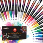 CGBOOM Acrylic Paint Pens, 22 Paint Pens, 0.7 MM Extra Fine Tip Acrylic Pens Paint Markers for Rocks, Canvas, Wood, Metal, Ceramic, Glass, Easter